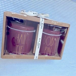 Rae Dunn Hair Ties & Bobby Pins Maroon Looped Knob Canisters